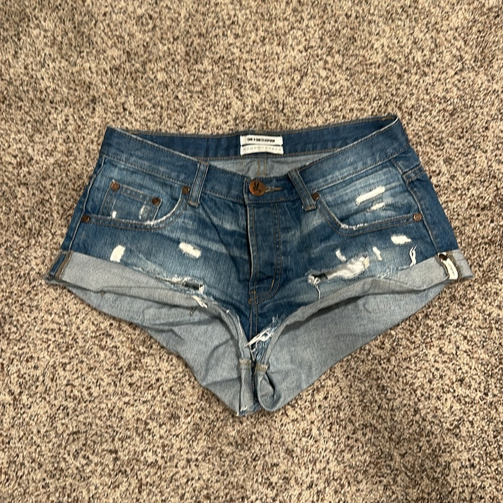 ONE Teaspoon Women's Blue Denim Shorts